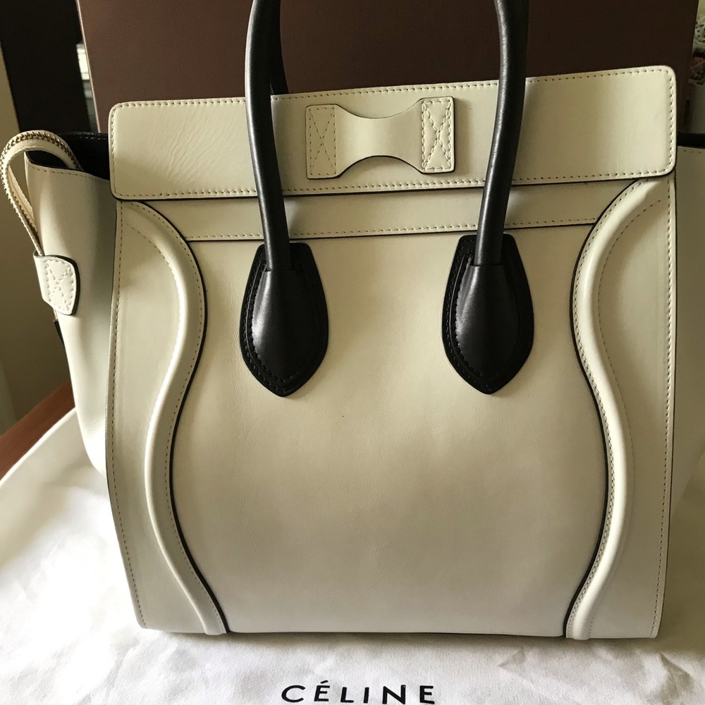 Celine Mini Luggage Smooth Leather Black & White - Picture 2 of 7